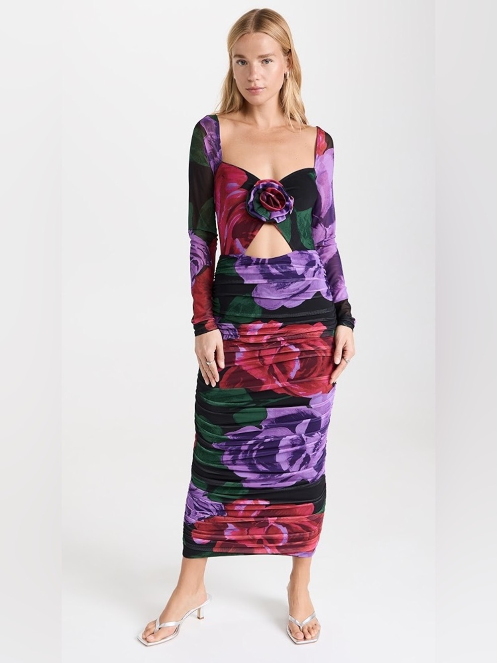 AFRM Sierra Rosette Midi Dress Small
